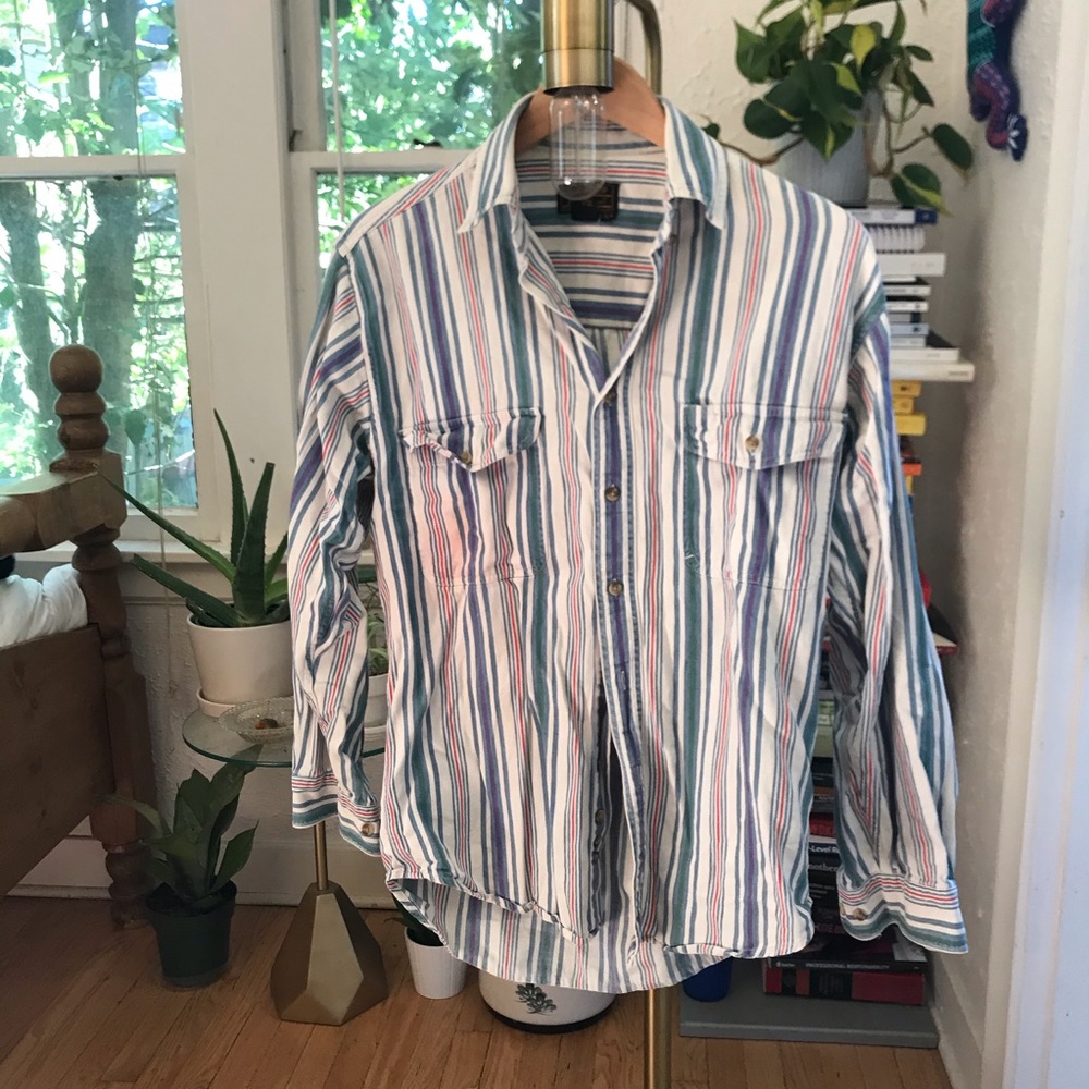 Vintage Eddie Bauer multicolor striped buttondown